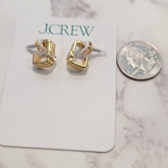 J.Crew Crystal Square Hoop Earrings - Picture 3 of 7